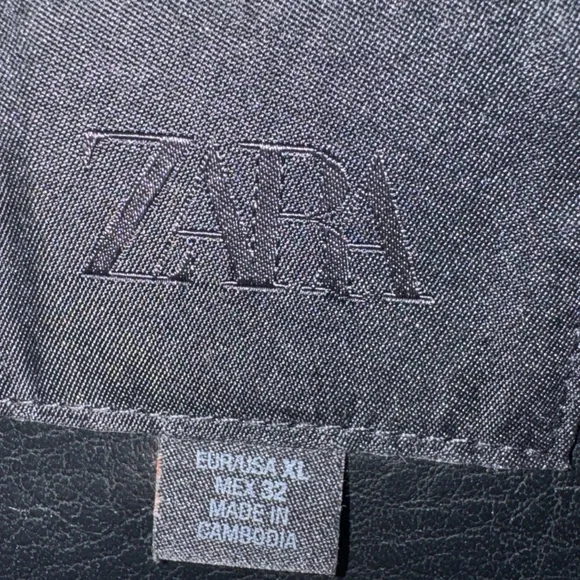 Zara Black Leather Bomber Jacket for Women - Picture 4 of 6